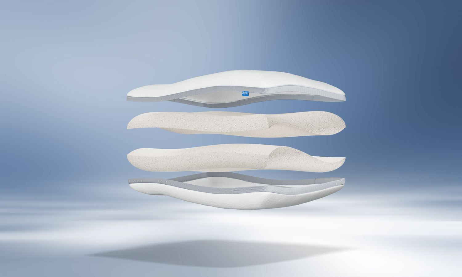 Mysa Drift pillow internal layers, dual-sided graphite cooling foam construction